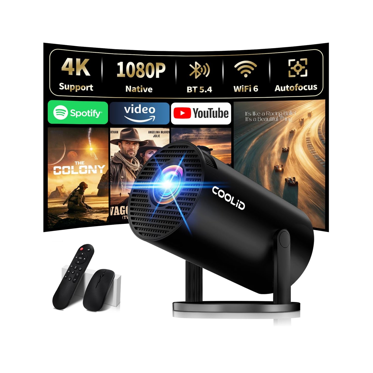 Coolid 120 Inches C2 Mini Projector 1920 x 1280 LCD Wireless 170 Lumen