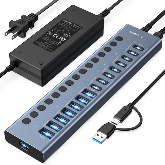 ACASIS 16-Port USB 3.2 Hub, 8 USB-A & 8 USB-C, 10Gbps, Aluminum, Compatible with Windows & Mac
