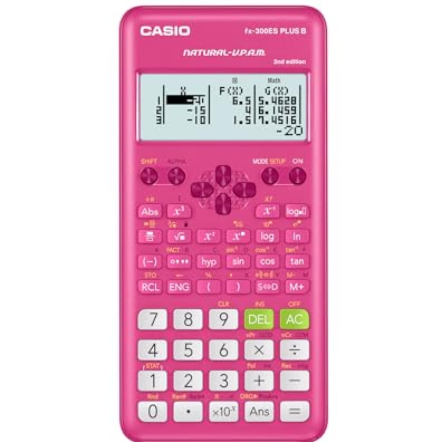 Casio 4.67"x2.76" fx-300ESPLS2 Pink Engineering/Scientific Calculator, 6.25cm LCD Display, Solar Powered with Backup
