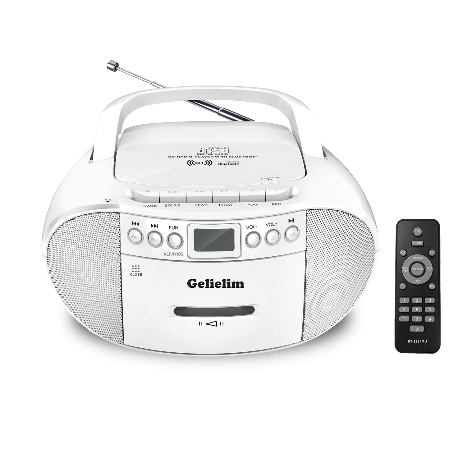 Gelielim Portable CD/Cassette Player BT-9224MU 3W Dual Speaker