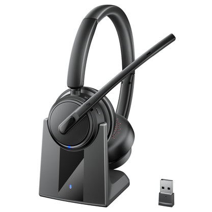 Mopchnic 1.0 Wireless Headset DH18 Noise Cancelling On-Ear Bluetooth Compatible with USB Dongle