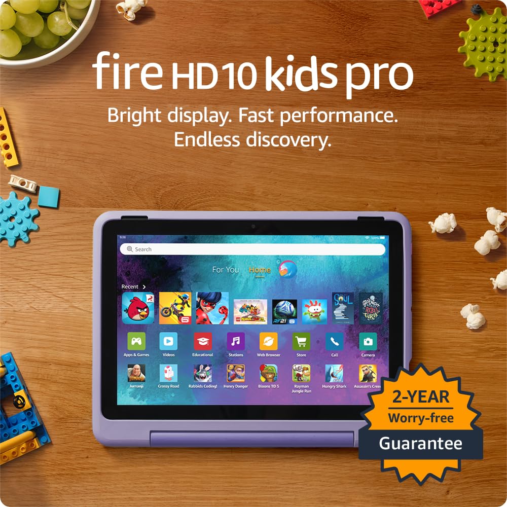 Amazon 10.1in Fire HD 10 Kids Pro Tablet 32GB HD Display 13hrs Battery Slim Case