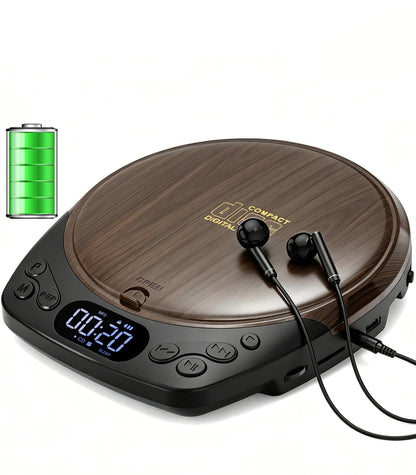 Gracioso 5.2" CD-40 Portable CD Player with Rechargeable Battery, AUX Connectivity