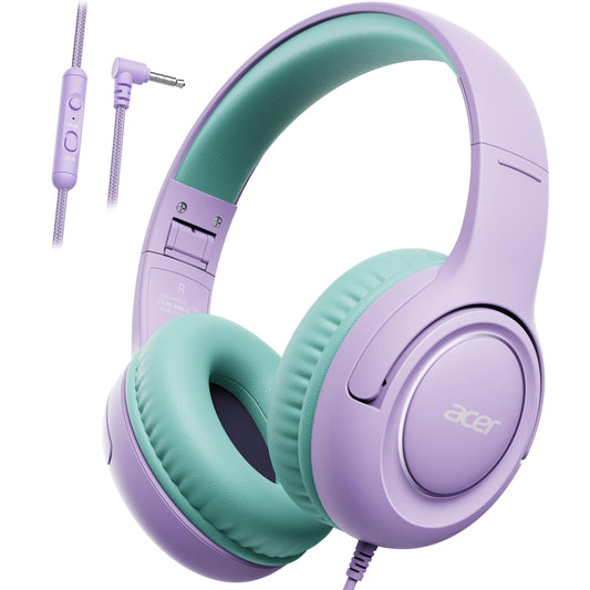 Acer Over-Ear Kids Headphones acer-Hk03 3.5mm Jack Stereo Sound Purple Green