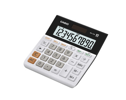 Casio 7.25" x 6.5" MH-10M Standard Function Calculator, LCD Display, Solar Powered, Black/White
