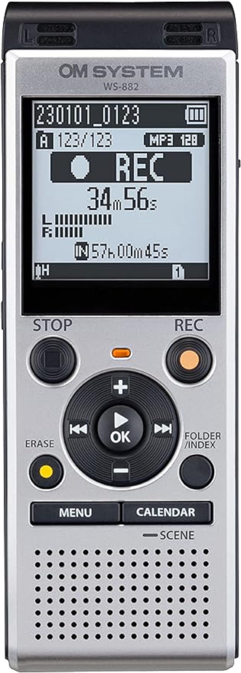 OM SYSTEM 1.61 Inches WS-882 Digital Voice Recorder MP3 Audio 32GB USB 2.0