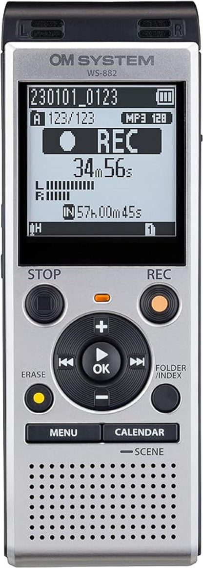 OM SYSTEM 1.61 Inches WS-882 Digital Voice Recorder MP3 Audio 32GB USB 2.0