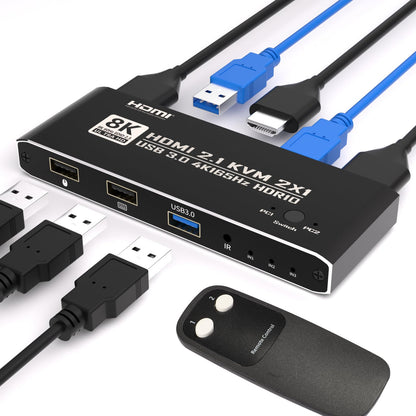 BINZET KVM Switch 2-Ports 8K@60Hz HDMI Surface Mount
