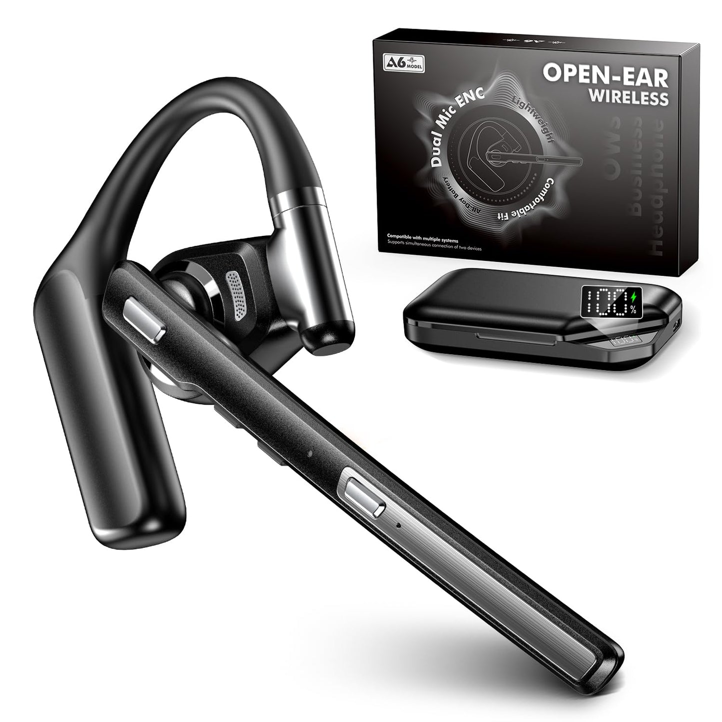 Bravego A6 Bluetooth Headset V6.0 Open Ear Wireless Earpiece