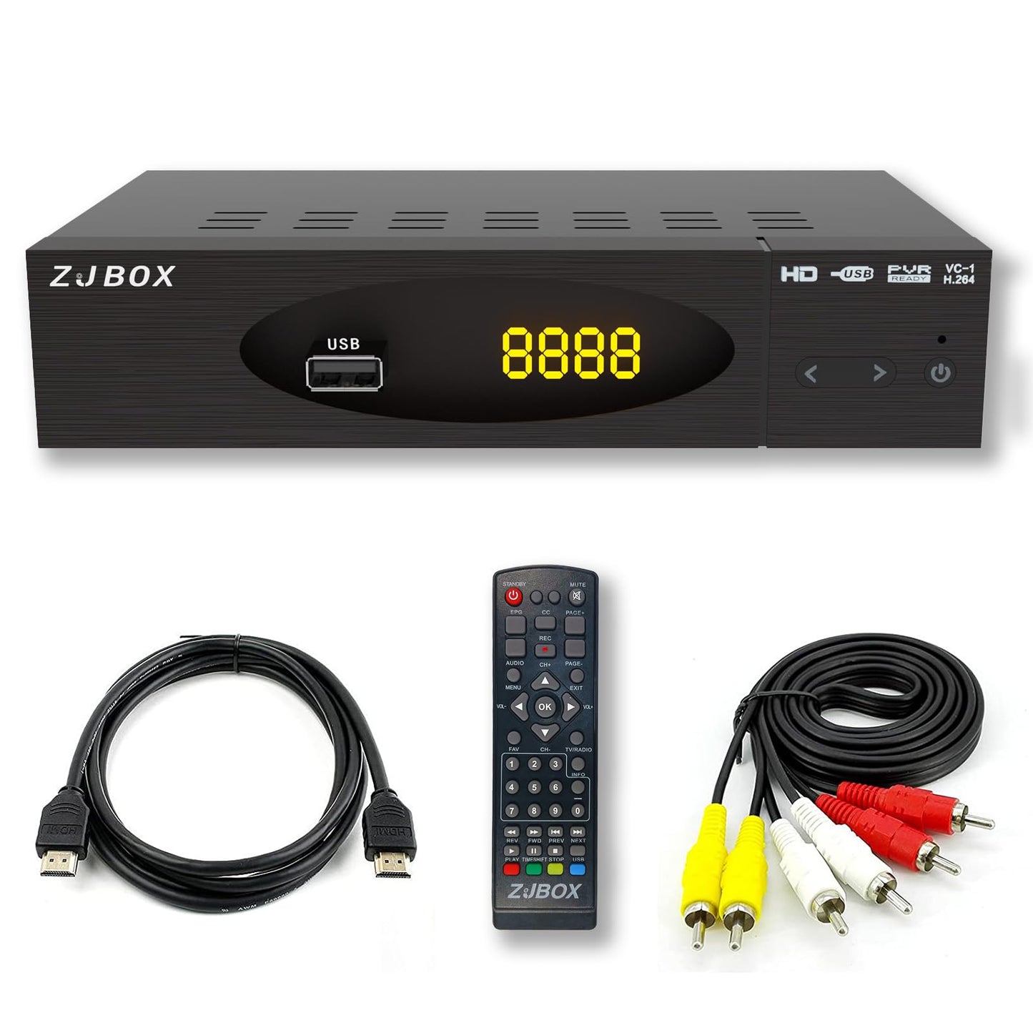 ZJBOX Digital Converter Box - 1080P ATSC Tuner Model F4E5CB845-71f5498721 with HDMI Output and USB Media Player