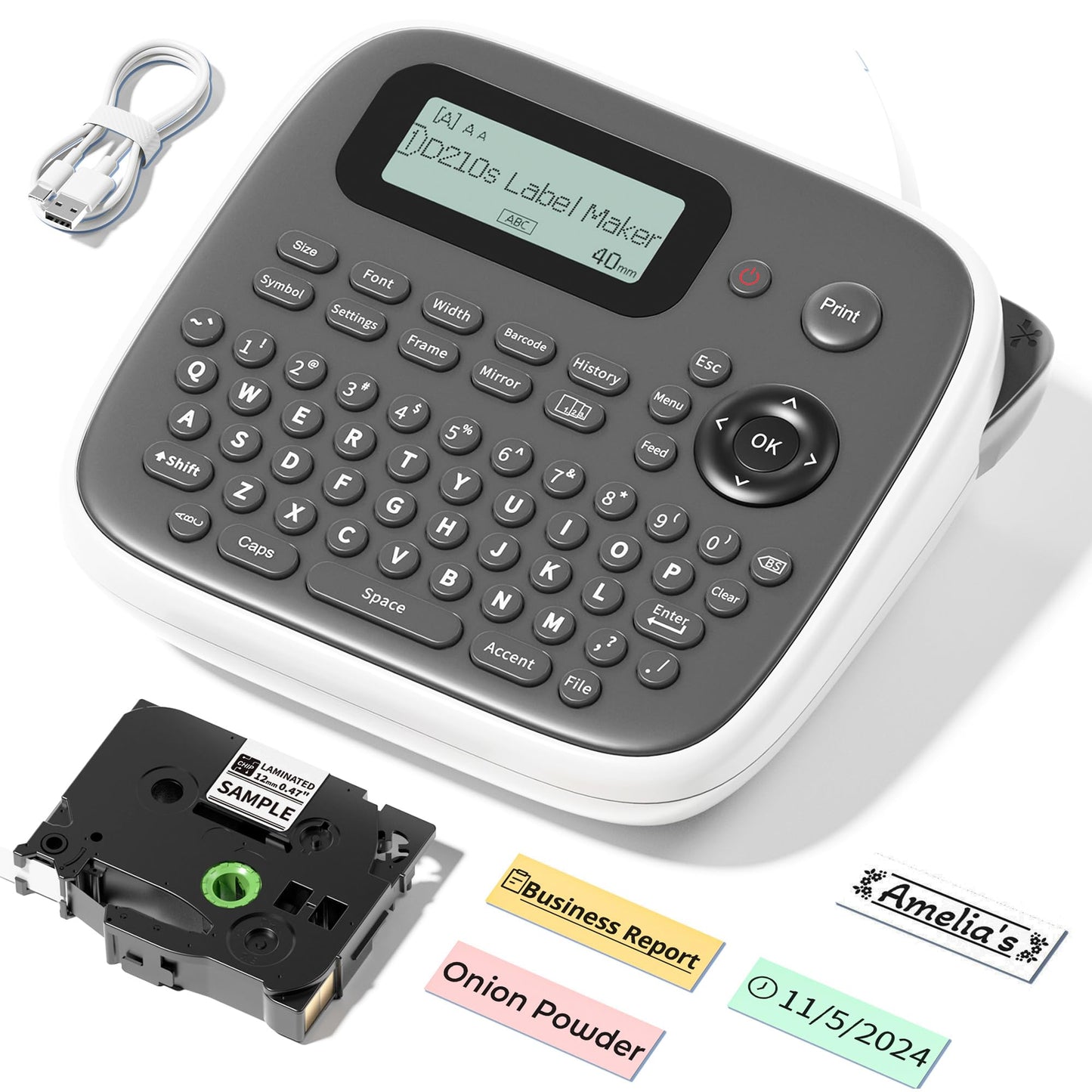 VolenGo 12mm D210S Monochrome Laminated Waterproof Label Maker