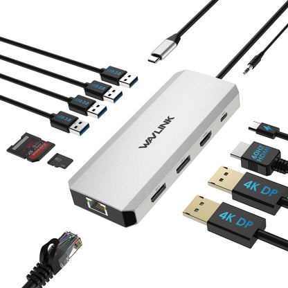 WAVLINK 12-in-1 USB C Docking Station KR-RZUS-UMD303 Triple Display 4K@60Hz
