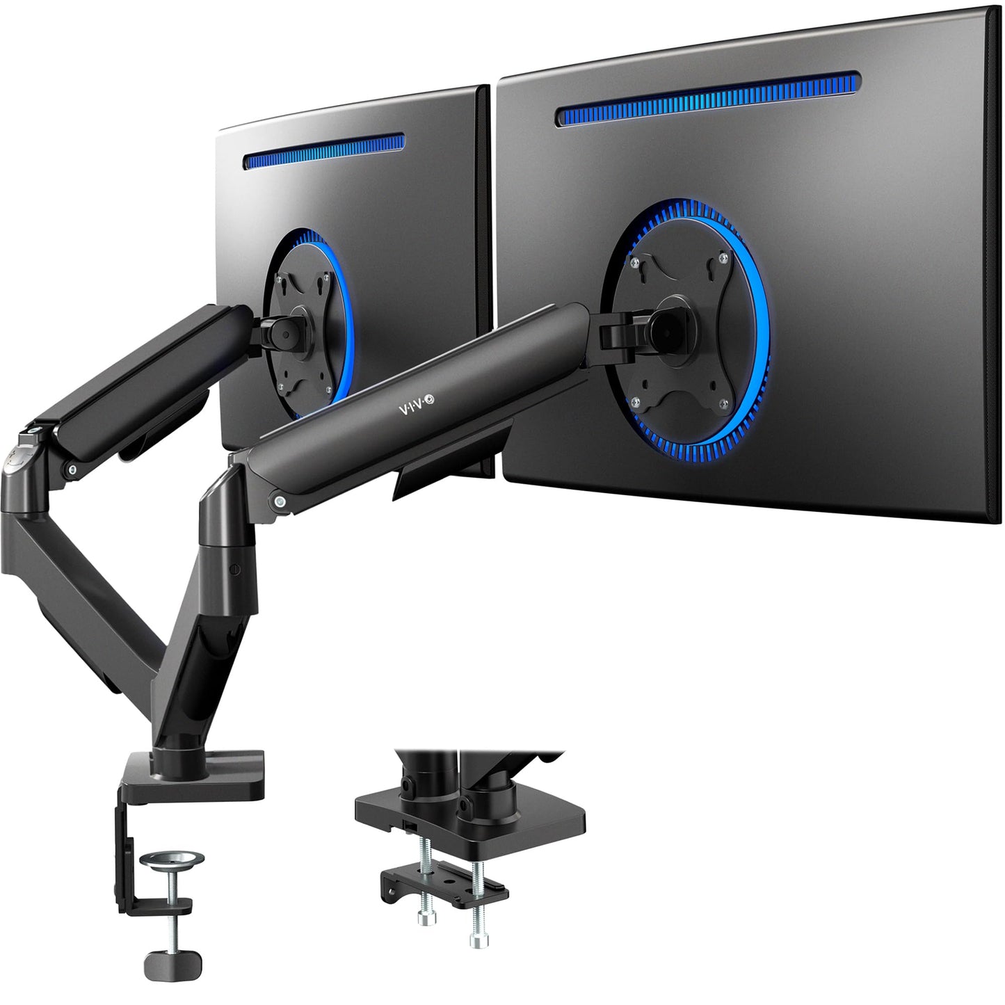 VIVO 17-32 inch Dual Monitor Stand STAND-V002O Tabletop Mount Articulating 90 Degree Black