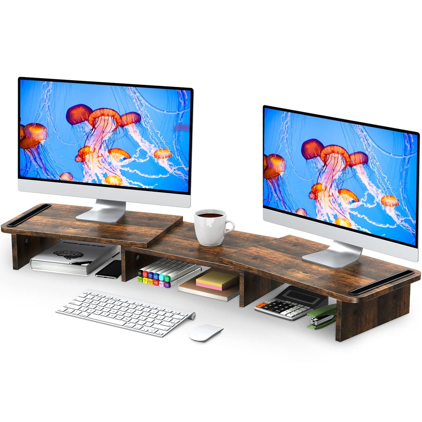 Zimilar 2 Count Z208L-3 Monitor Stand Riser 44 lbs Load Capacity Wood Unfinished