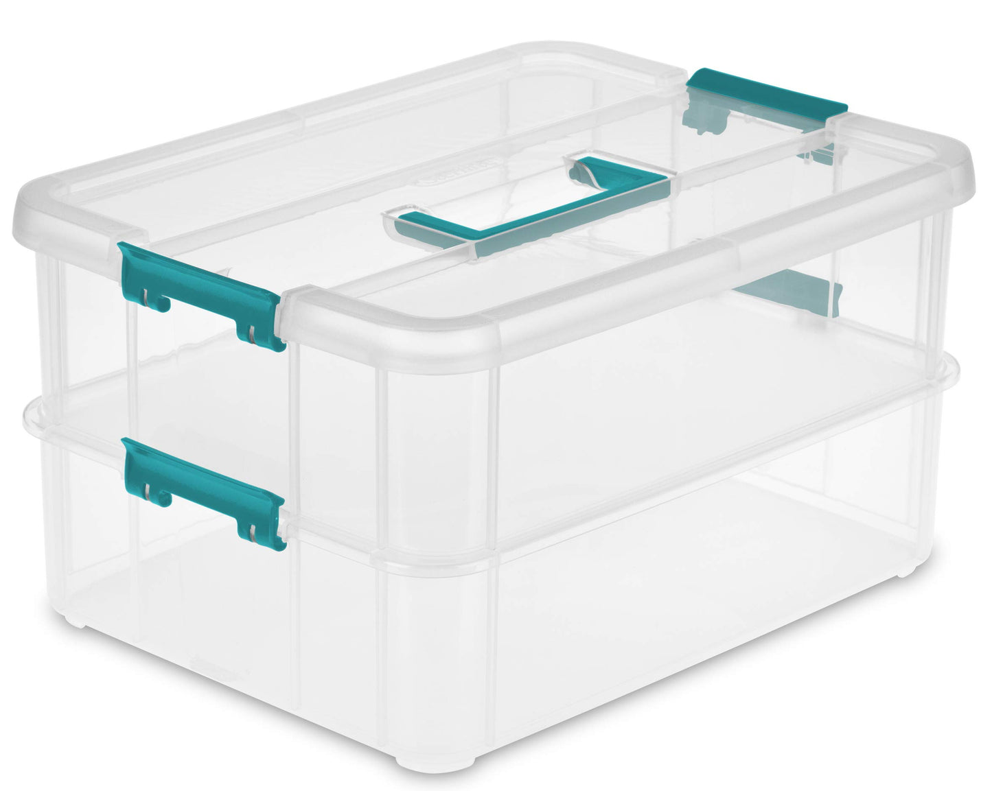 Sterilite 10.75" x 14.37" x 7.64" 2 Liter 2-Compartment Storage Container Model 1427CLR