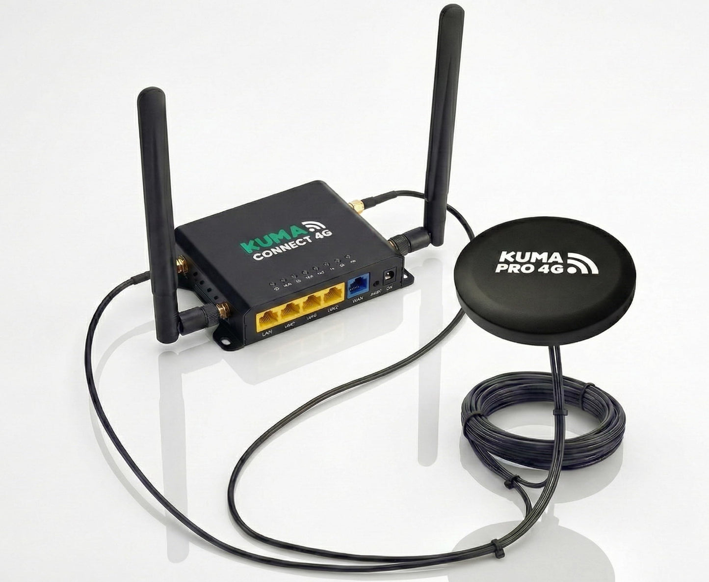 KUMA 4G Modem Router Combo with Outdoor Antenna | 300 Mbps | Wi-Fi 4 | 12V DC Power