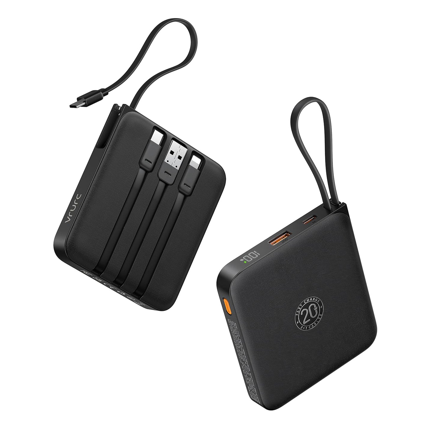 VRURC 10000mAh 22.5W Portable Charger T1173 with Built-in Cables