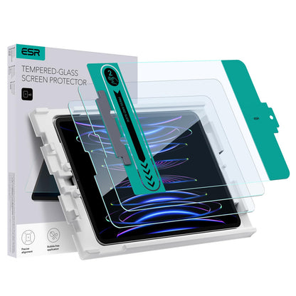 ESR 2 Pack Tempered Glass Screen Protector for iPad Air 5/4 (10.9 inch), iPad Pro 11 inch with Application Tray, Scratch Resistant, Water Resistant