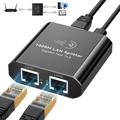 AILVLVNG Ethernet Splitter 1 Port to 2 RJ45 1000Mbps Unmanaged