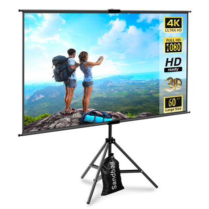 lejiada 60IN Tripod Mount Projection Screen 160 Degree Viewing Angle 2kg PVC Enclosure