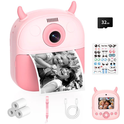 KIDAGINS Instant Print Camera JD71 1MP 1080p Compact Kids Camera