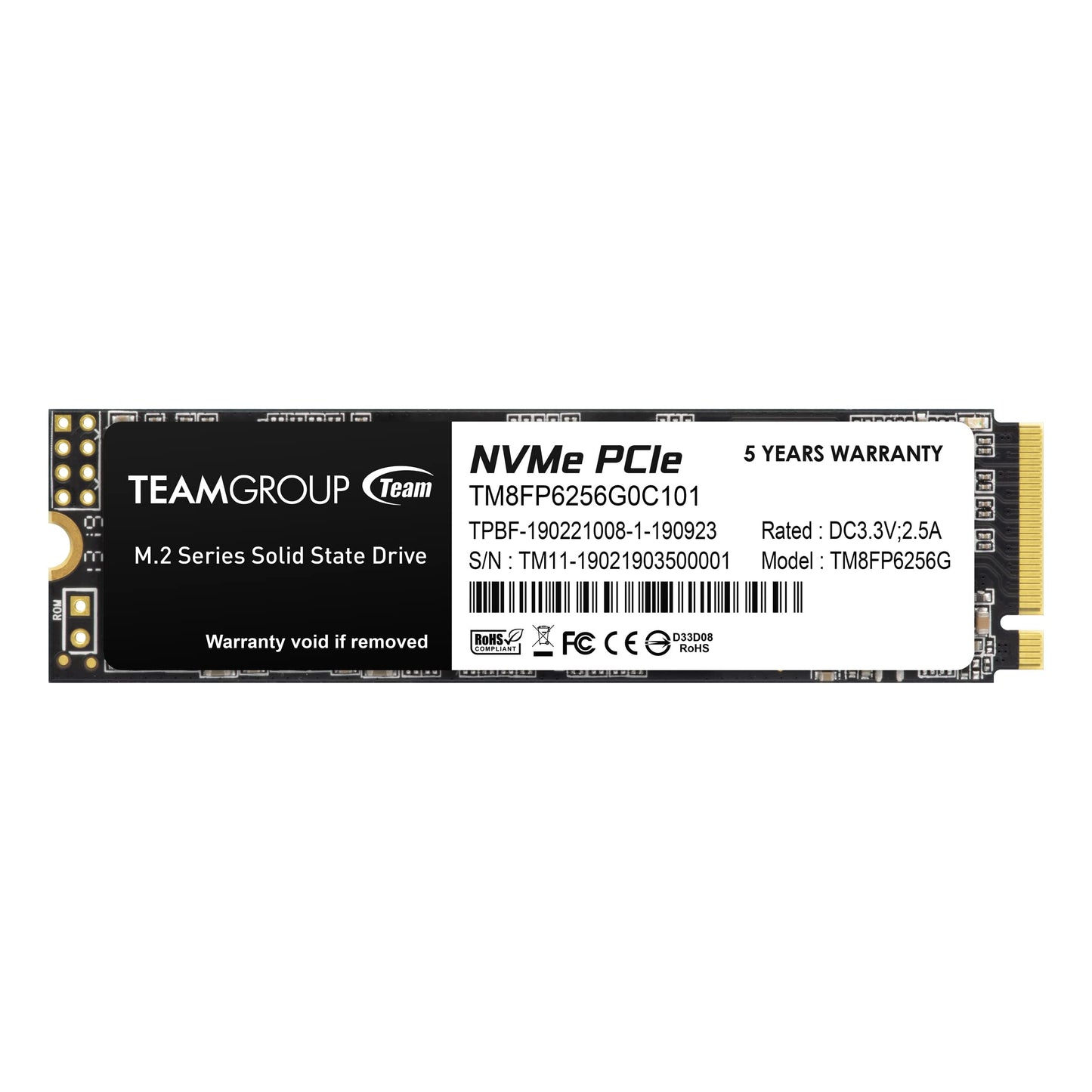 TEAMGROUP 256GB TM8FP6256G0C101 Internal SSD PCIe NVMe M.2 2280 Interface