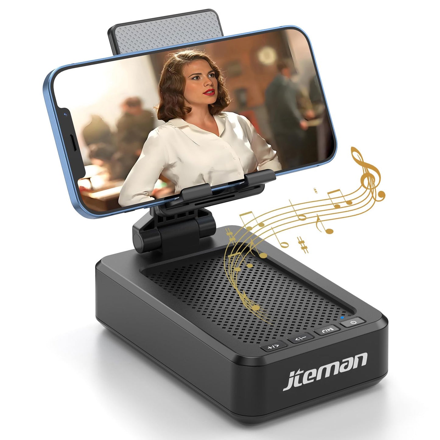 JTEMAN 5.35 in Foldable L9 Bluetooth Speaker & Phone Stand, Black