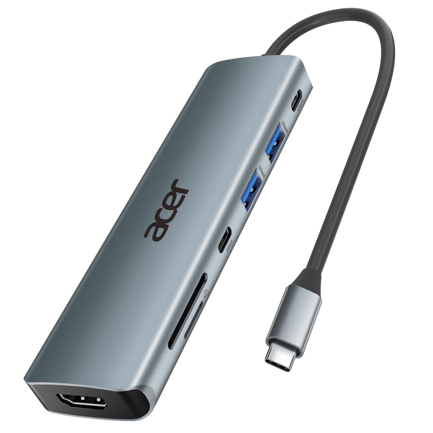 Acer 5.1" 7-Ports ODK360 USB-C Hub 4K HDMI 100W PD Aluminum