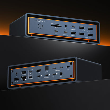 iVANKY 23-in-1 Thunderbolt 5 FusionDock Max 2 Docking Station, 120Gbps Data Transfer, 23 Ports, Supports Triple 6K@60Hz Displays, Compatible with M1/M2/M3/M4/M5 MacBooks, Midnight Blue