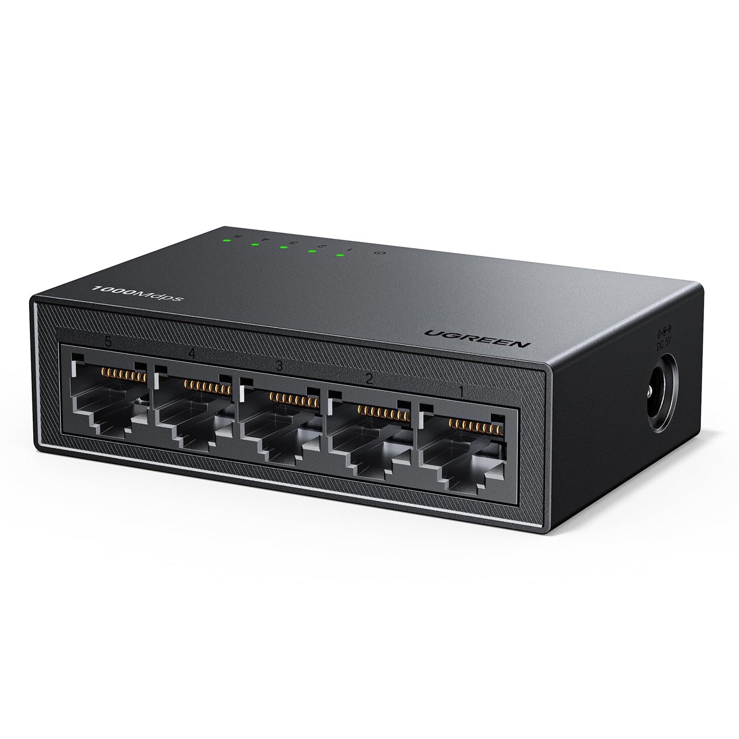 UGREEN 5 Port RJ45 Unmanaged Ethernet Switch, 1000 Mbps, Compact Network Device