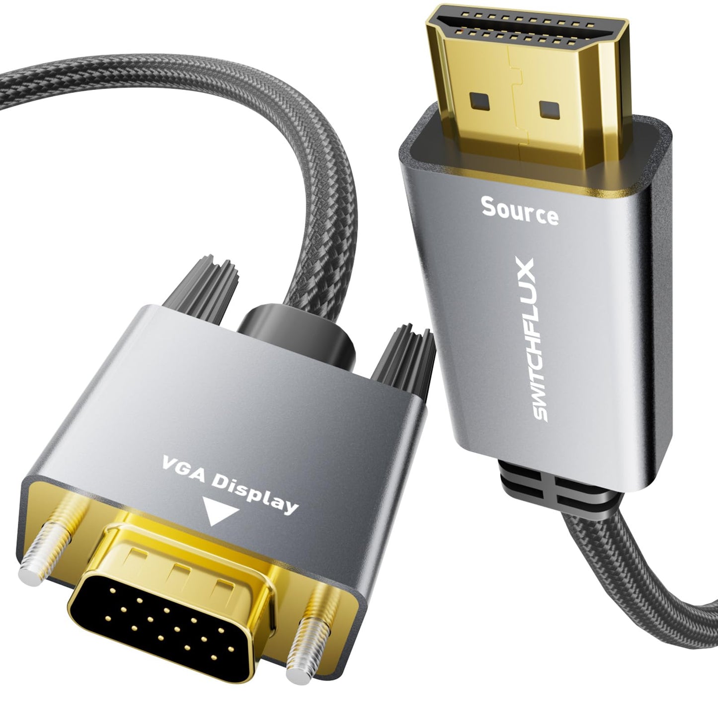 SWITCHFLUX 6 Feet HDMI to VGA Adapter Cable - 1080P@60Hz Resolution