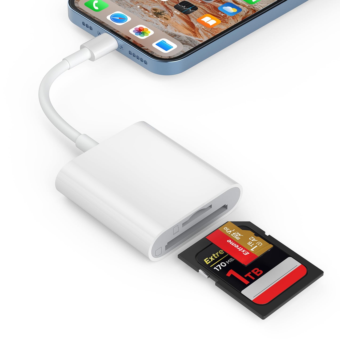 TIANSONG SD/TF Card Reader L+ Lightning Connection Compatible with iPhone 5-14