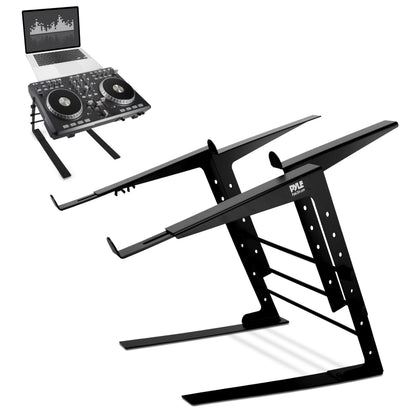 Pyle Portable Dual Laptop Stand PLPTS38 - Height Adjustable, Anti-Slip Features, Black