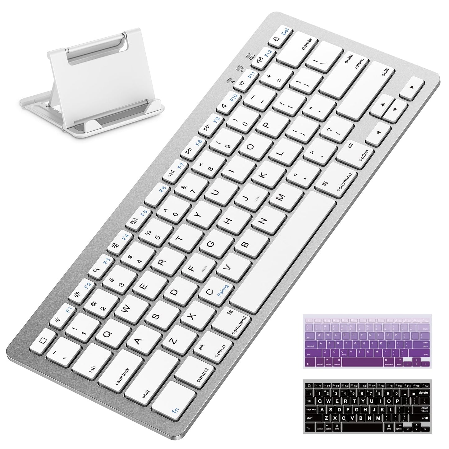 OMOTON Compact Wireless Bluetooth Keyboard with Adjustable Stand for iPad