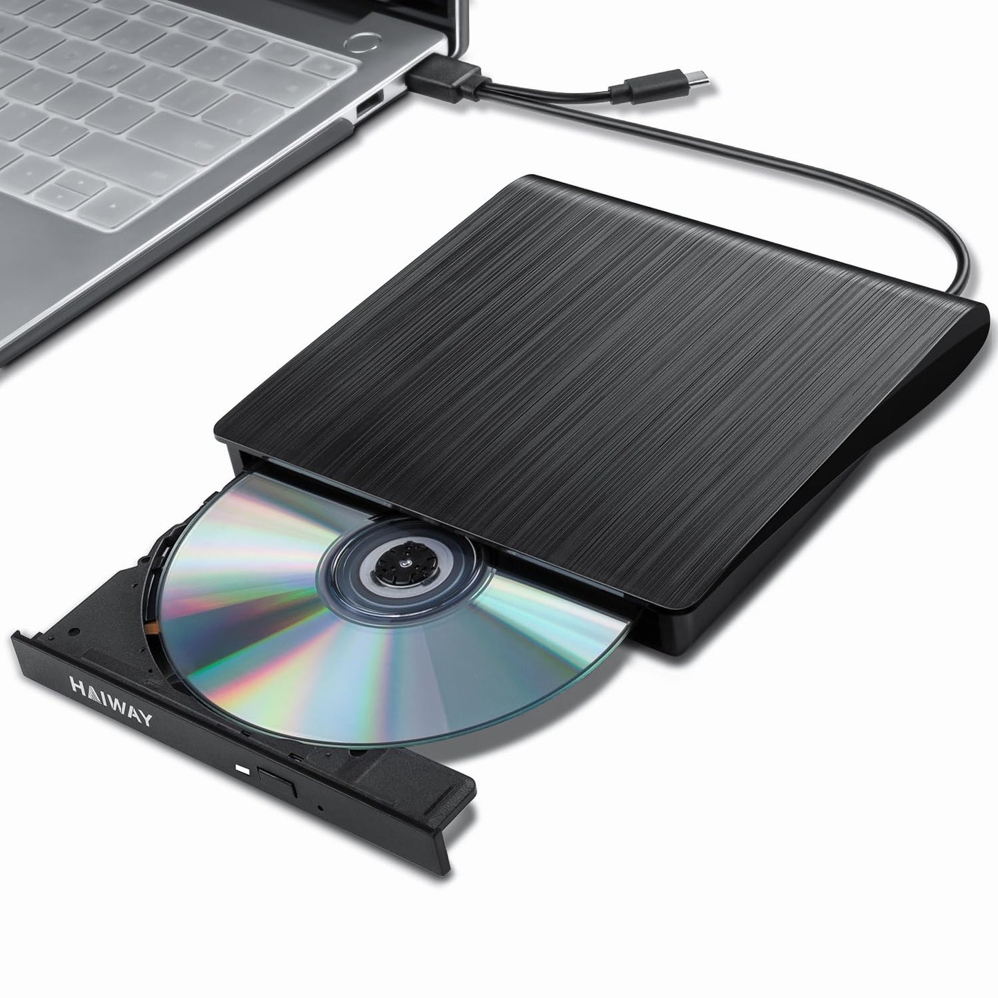Haiway External CD/DVD Drive 8541609077 USB 3.0 Type-C Optical Burner Portable Slim