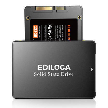 Ediloca 128GB ES106 Internal SSD 2.5" SATA III 6Gb/s 550 MB/s Read Speed 400 MB/s Write Speed 3D TLC NAND Solid State Drive