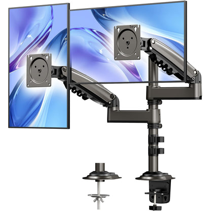 HUANUO 32 Inch HNDS8 Dual Monitor Stand Ergonomic Adjustable Tilt 45 Degrees Tabletop Mount