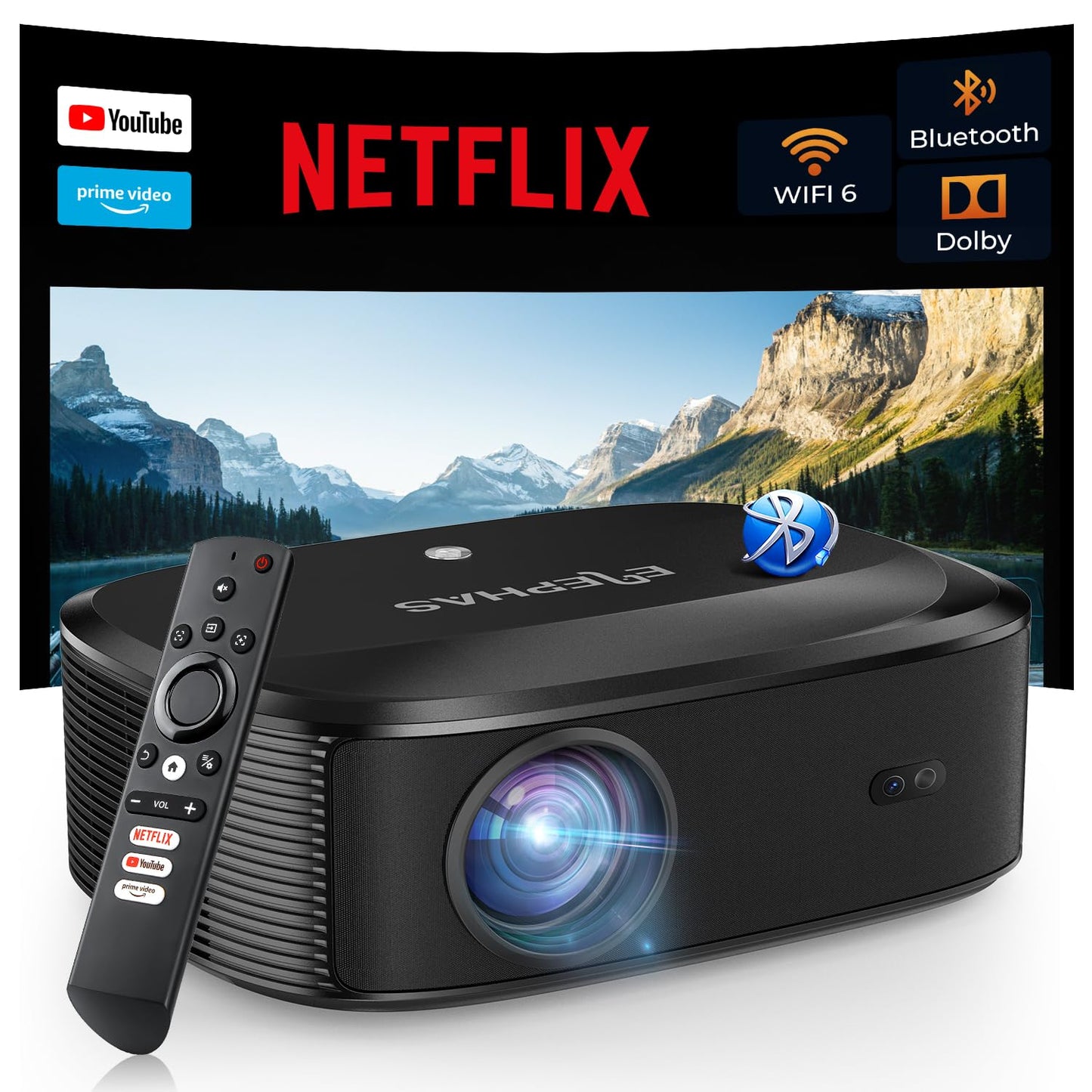 ELEPHAS Portable W1K 1080p 3000 ANSI Lumens LED Projector