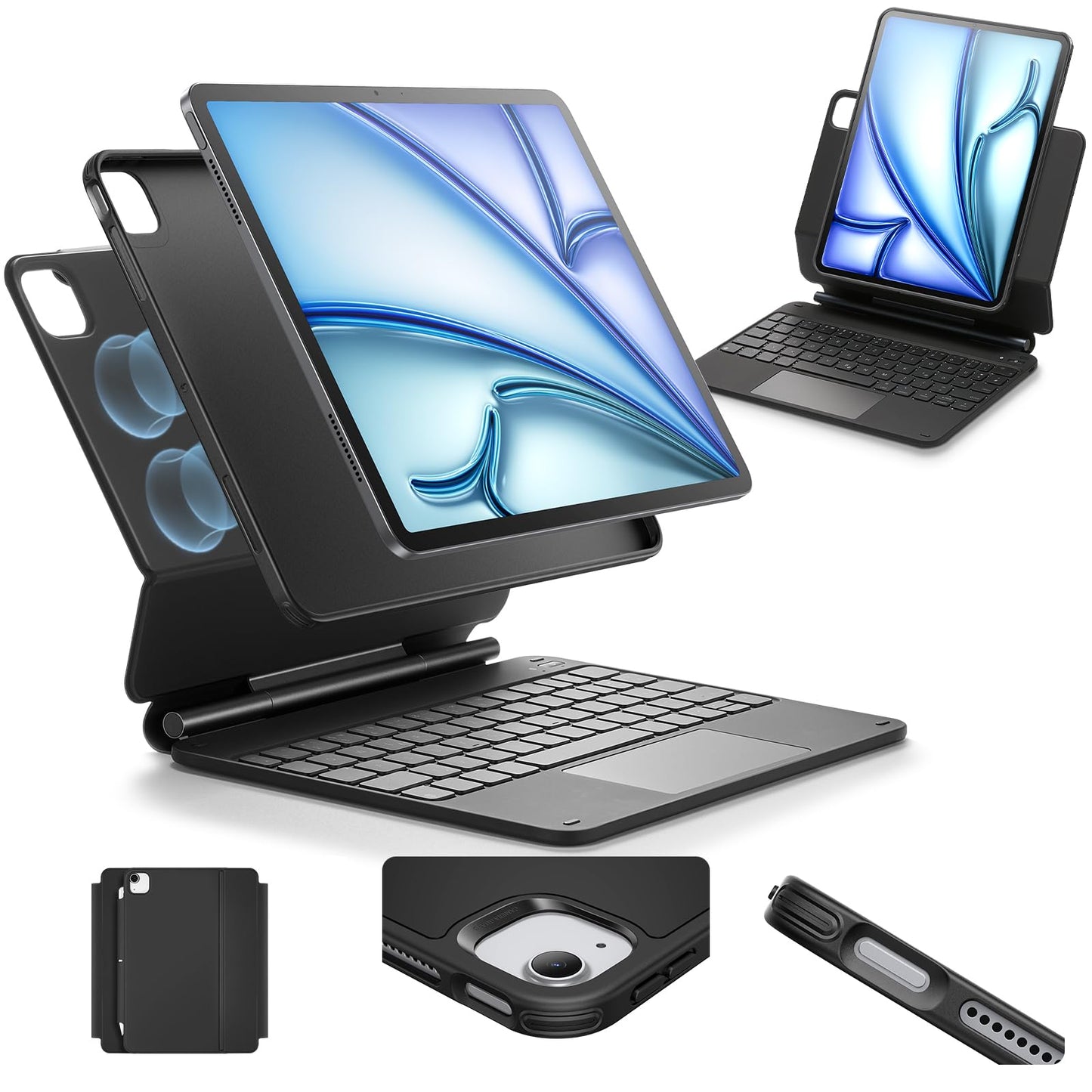 ESR iPad Air 11" Case with Keyboard Model 6B014 - Mechanical, QWERTY Keyboard, Bluetooth Connectivity, Flexible Layout