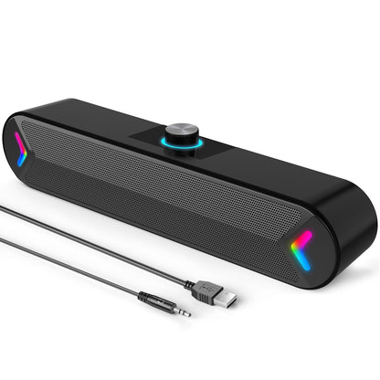 LENRUE 12.5 Inches A39PRO Black Stereo Soundbar Computer Speaker USB Powered Wired