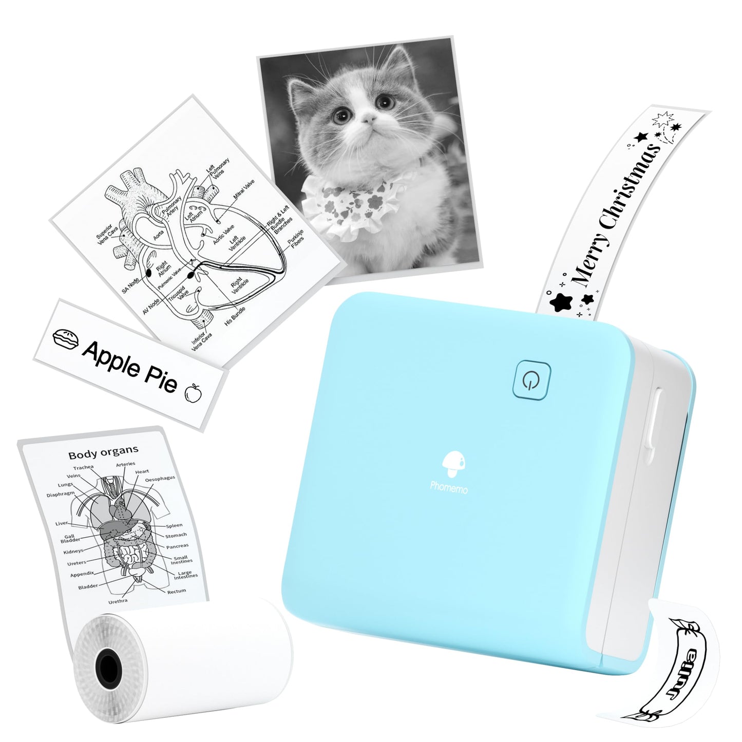 Phomemo M02PRO-G-B Mini Printer 300dpi Portable Bluetooth Printer for Printing