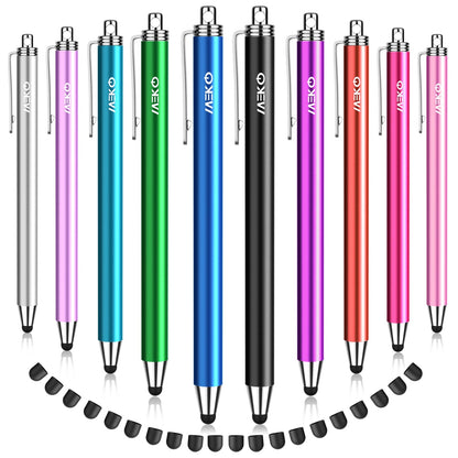 MEKO 10 Pack Thin Rubber Tip Stylus with 20 Replaceable Tips for Touchscreen Devices