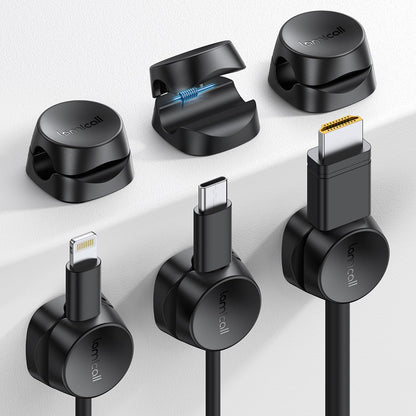 Lamicall 6-Pack STRK02-MX-B-6 Self-Adhesive Cord Organizer Clips - Black - Compact Design for Desk or Wall