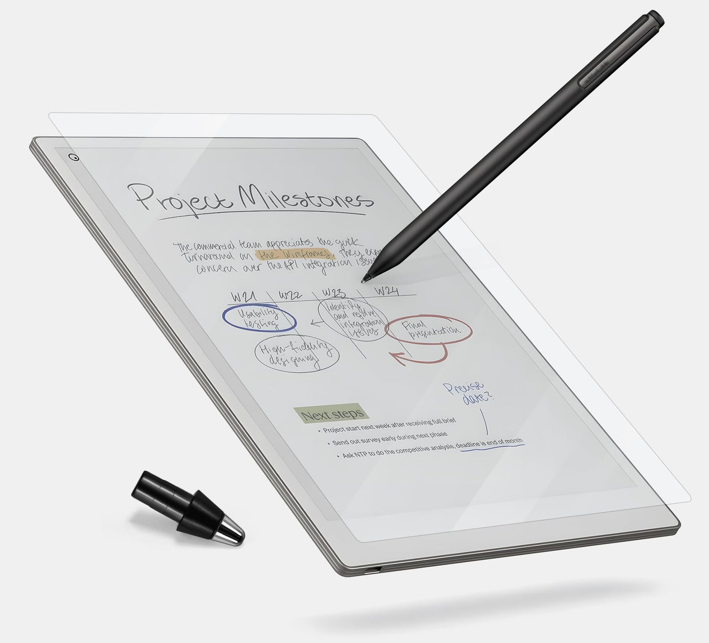 REEYEAR Titanium Pencil Tip & PET Matte Screen Protector Bundle for reMarkable Paper Pro - Clear