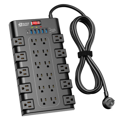 SUPERDANNY 28-Outlet 125V Surge Protector Power Strip QR2260-U