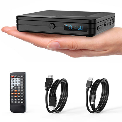 Homlab Mini DVD Player 1080P - HDMI, USB 2.0, Anti-Shock, Multi-Format Playback
