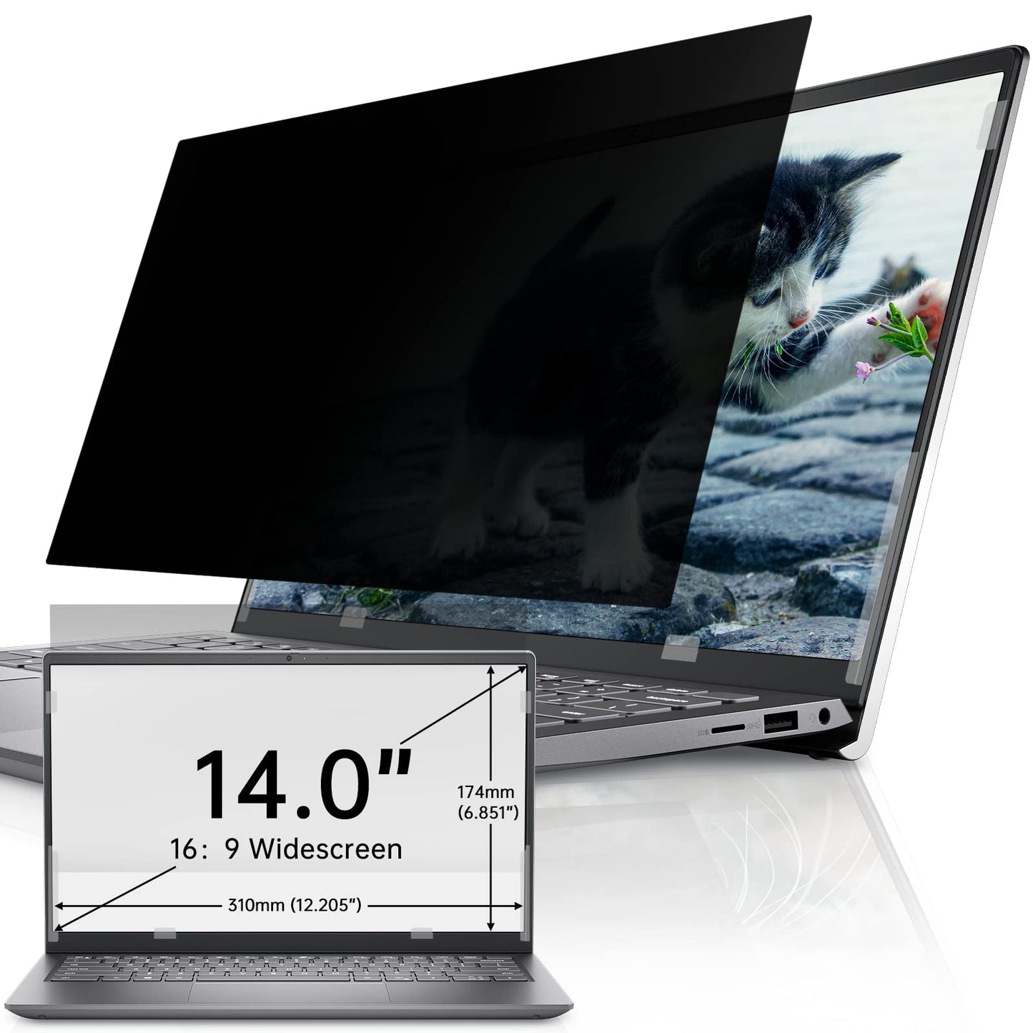 IPROKKO 14" Privacy Filter Laptop Screen 16:9 Anti-Glare Anti-Fingerprint Privacy Screen