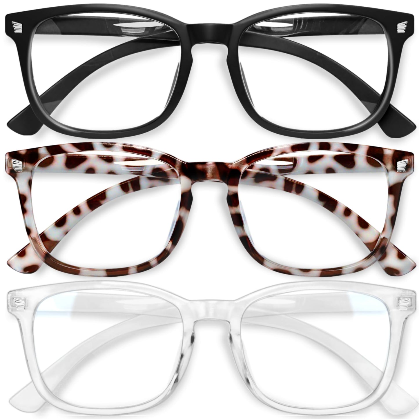 Gaoye 52mm 42mm A1 Matte Black+Leopard+Transparent TR90 Full Rim Prescription Eyewear Frames