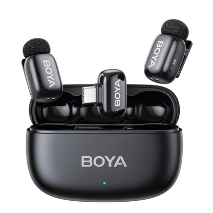 BOYA Wireless Lavalier Microphone BOYA mini 2 USB-C - 30H Battery Life, 328ft Transmission, 48kHz/24-bit