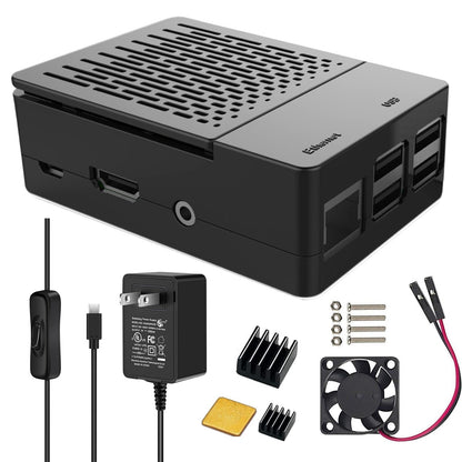 iUniker Mini ITX Raspberry Pi 3 Cooling Case - 5V 15W Power Supply - 2 USB 2.0 Ports - 1 USB 3.0 Port - 3 Cooling Fans - Plastic Enclosure - Black
